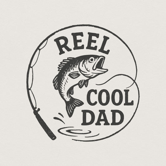 Retro Reel Cool Dad Png, Wishin' I Was Fishin' Png - 300 DPI Design for