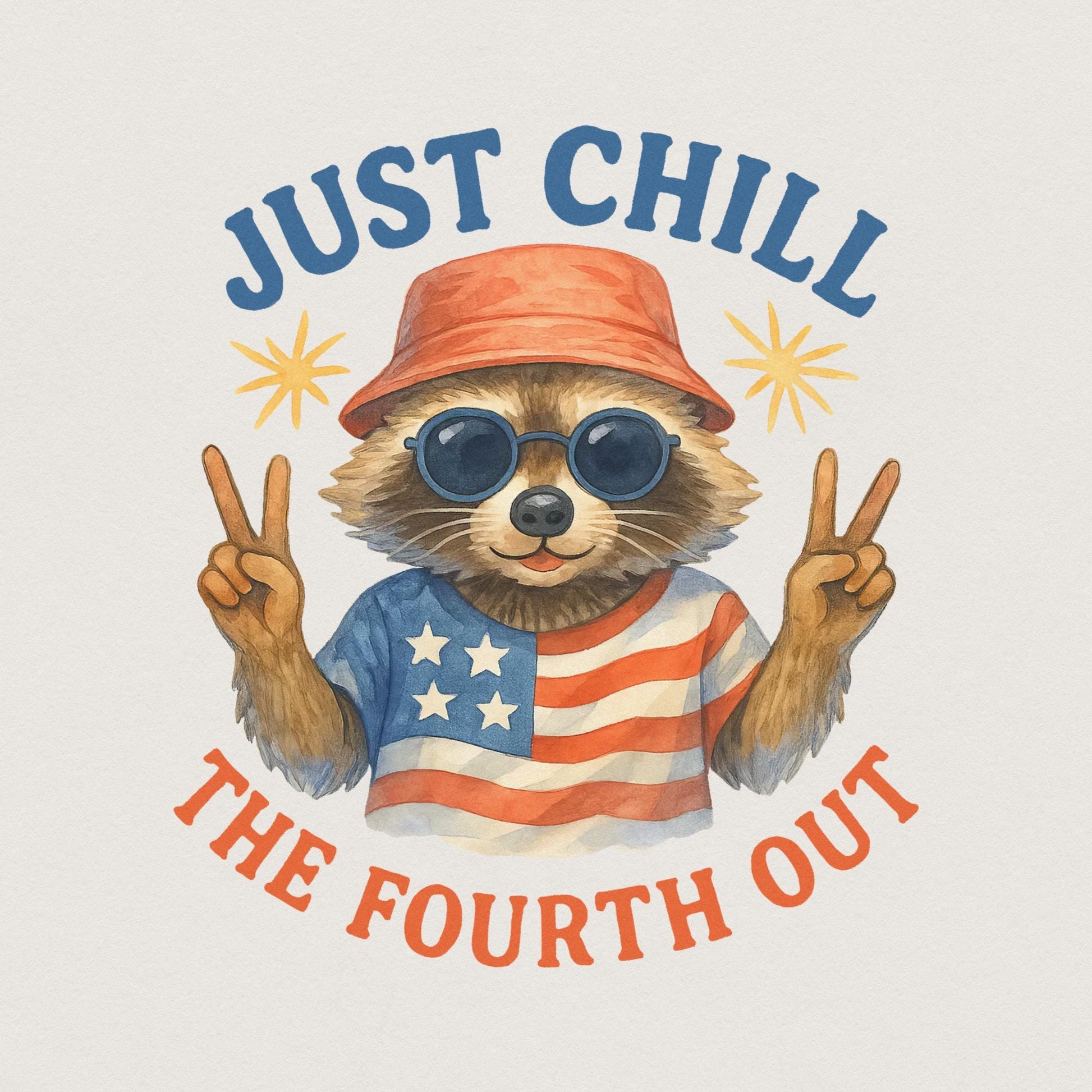 Raccoon Just Chill the Fourth Out png, America PNG - 300 DPI Design for