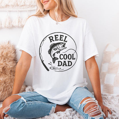 Retro Reel Cool Dad Png, Wishin' I Was Fishin' Png - 300 DPI Design for