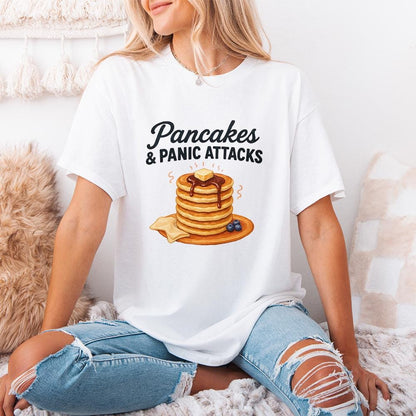 Pancakes and Panic Attacks PNG, Funny Retro Sublimation Design - 300 DPI