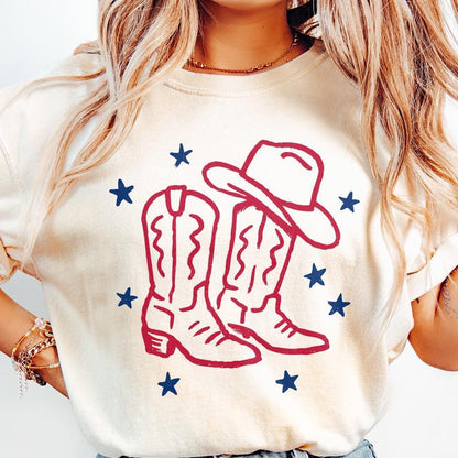 Coquette Cowgirl PNG, Preppy Country 4th - 300 DPI Design for T-Shirt
