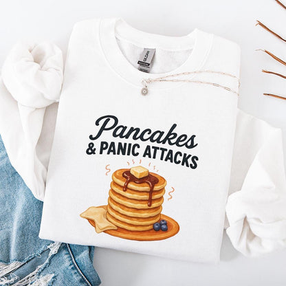 Pancakes and Panic Attacks PNG, Funny Retro Sublimation Design - 300 DPI