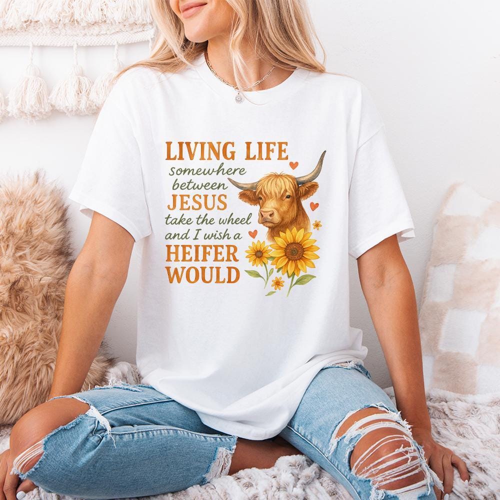 Heifer Cow PNG, Sunflower Sublimation Design - 300 DPI Design for T-Shirt