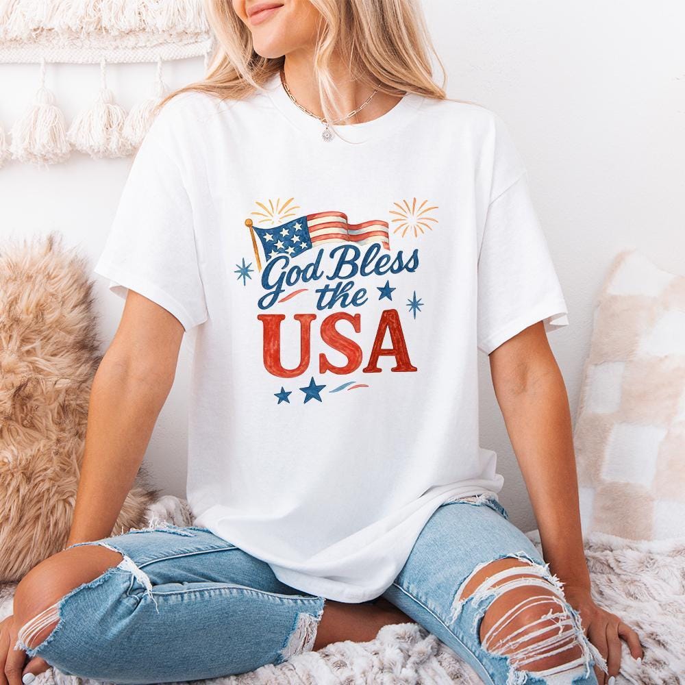 God Bless the USA PNG, 4th of July PNG - 300 DPI Design for T-Shirt