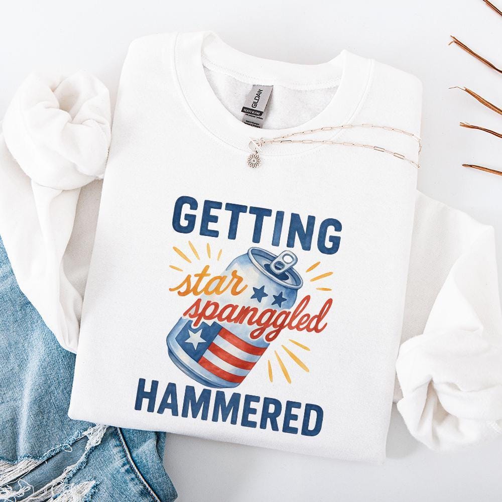 Getting Star Spangled Hammered PNG, Instant Download - 300 DPI Design for