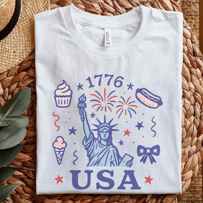 Retro USA Coquette PNG, Preppy 4th of July PNG - 300 DPI Design for T-Shirt