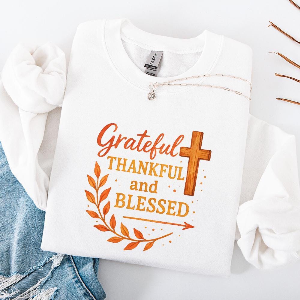 Fall PNG, Thankful Grateful Blessed - 300 DPI Design for T-Shirt