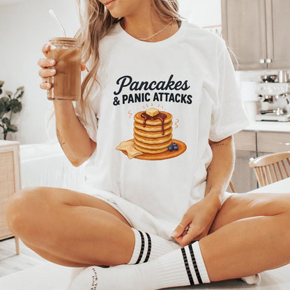 Pancakes and Panic Attacks PNG, Funny Retro Sublimation Design - 300 DPI