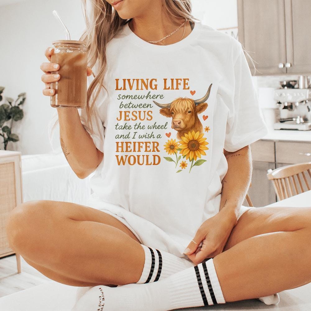 Heifer Cow PNG, Sunflower Sublimation Design - 300 DPI Design for T-Shirt