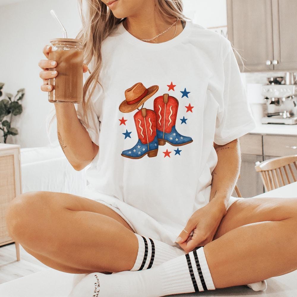 Coquette Cowgirl PNG, Aesthetic 4th of July - 300 DPI Design for T-Shirt