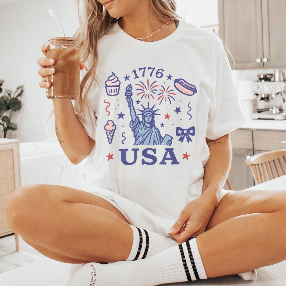 Retro USA Coquette PNG, Preppy 4th of July PNG - 300 DPI Design for T-Shirt