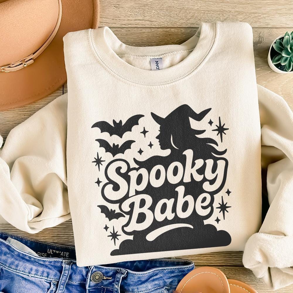 Spooky Babe png Files, Retro Halloween Shirt png - 300 DPI Design for