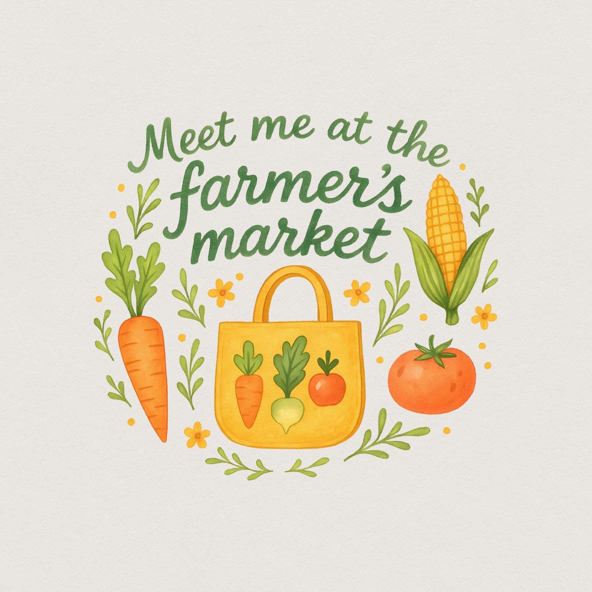 Meet Me At The Farmer's Market PNG, Watercolor Farmers Market Clipart -