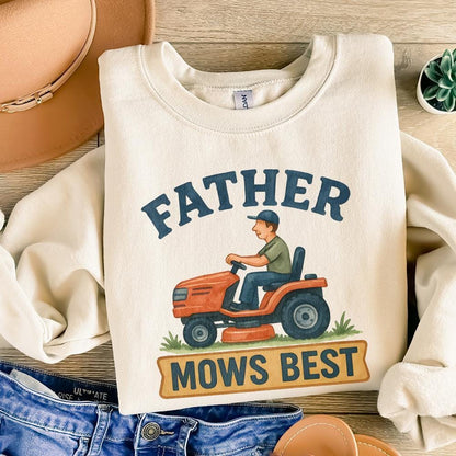 Father Mows Best, Funny Father's Day PNG - 300 DPI Design for T-Shirt