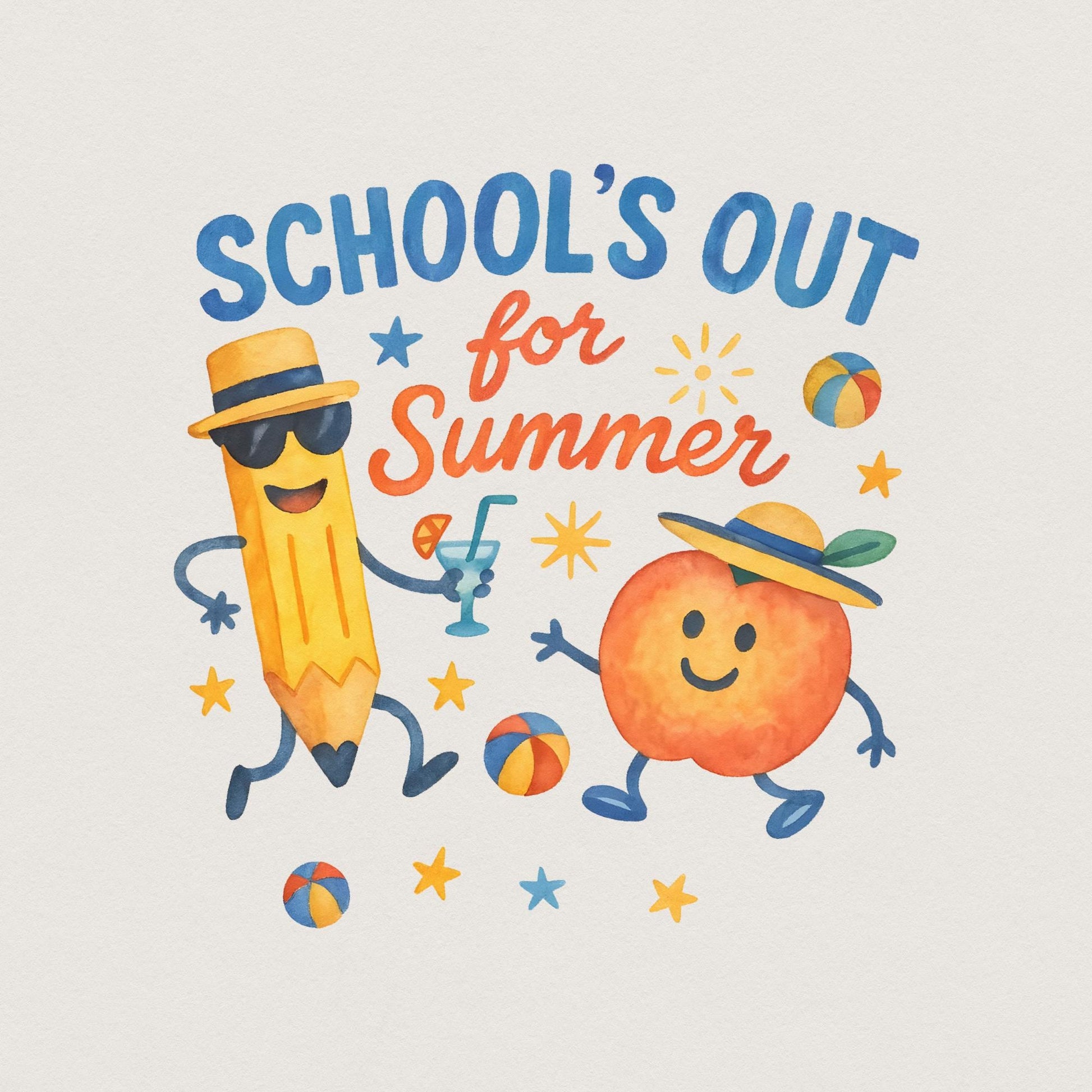 School's Out For Summer png, Digital Art Download - 300 DPI Design for