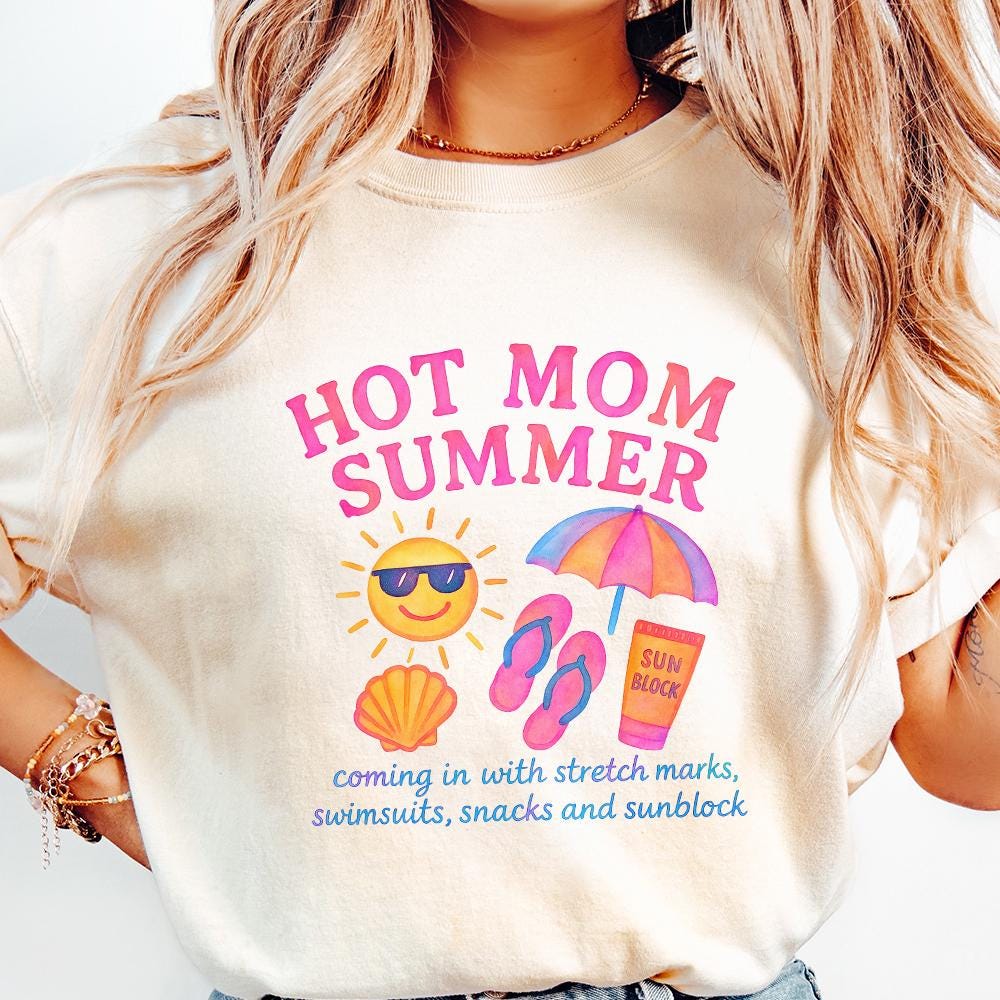 Neon Hot Mom Summer PNG, Retro 90s Digital Download - 300 DPI Design for