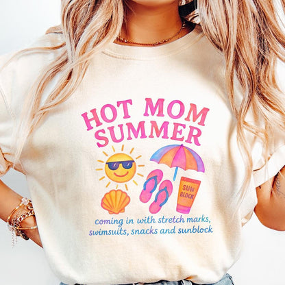Neon Hot Mom Summer PNG, Retro 90s Digital Download - 300 DPI Design for