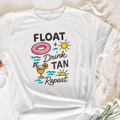 Float Drink Tan Repeat PNG, Summer Beach Lake Life - 300 DPI Design for