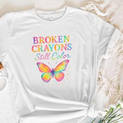 Broken Crayons Still Color, Butterfly PNG - 300 DPI Design for T-Shirt