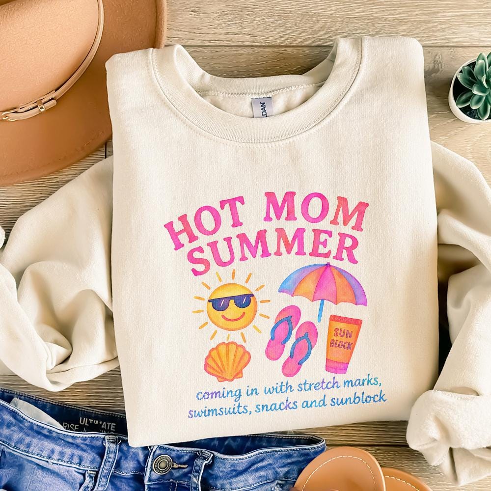 Neon Hot Mom Summer PNG, Retro 90s Digital Download - 300 DPI Design for