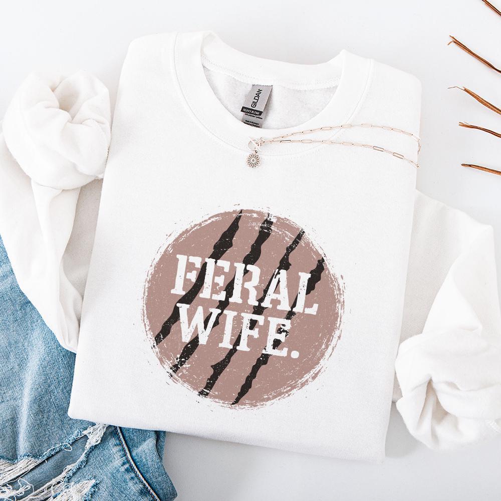 Feral Wife Typography Design PNG, Digital Download - 300 DPI Design for