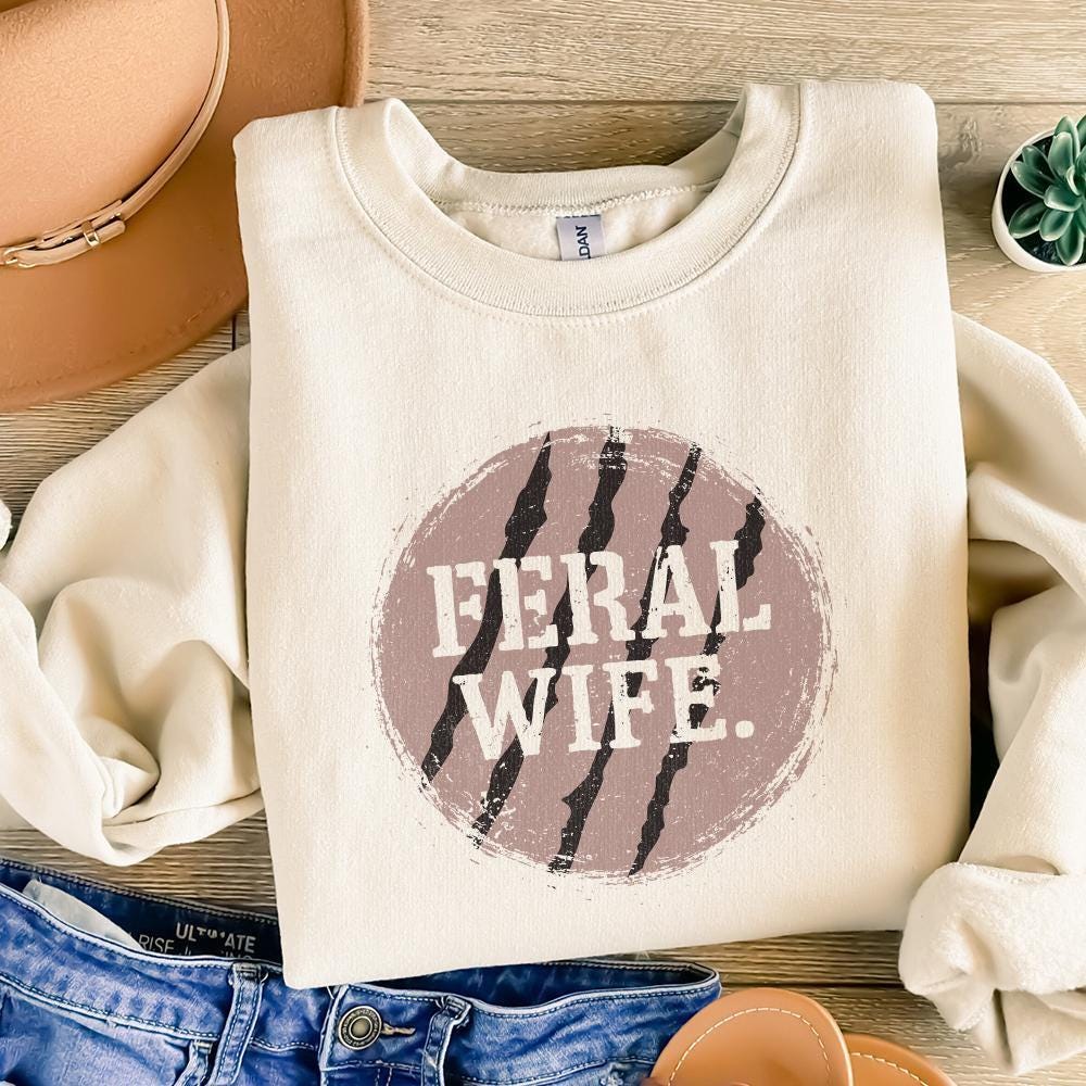 Feral Wife Typography Design PNG, Digital Download - 300 DPI Design for