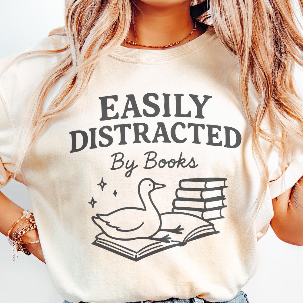 Easily Distracted By Books PNG, Trendy Bookish PNG - 300 DPI Design for