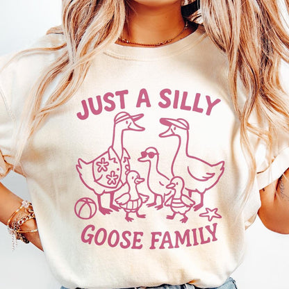 Just A Silly Goose Family PNG, Funny Goose Family Shirt - 300 DPI Design