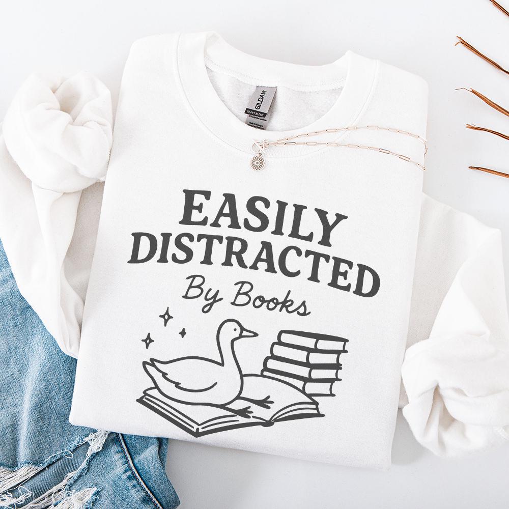 Easily Distracted By Books PNG, Trendy Bookish PNG - 300 DPI Design for