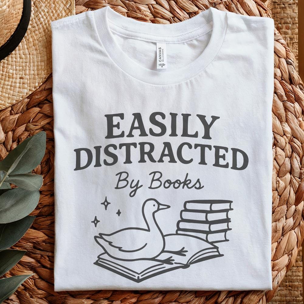 Easily Distracted By Books PNG, Trendy Bookish PNG - 300 DPI Design for