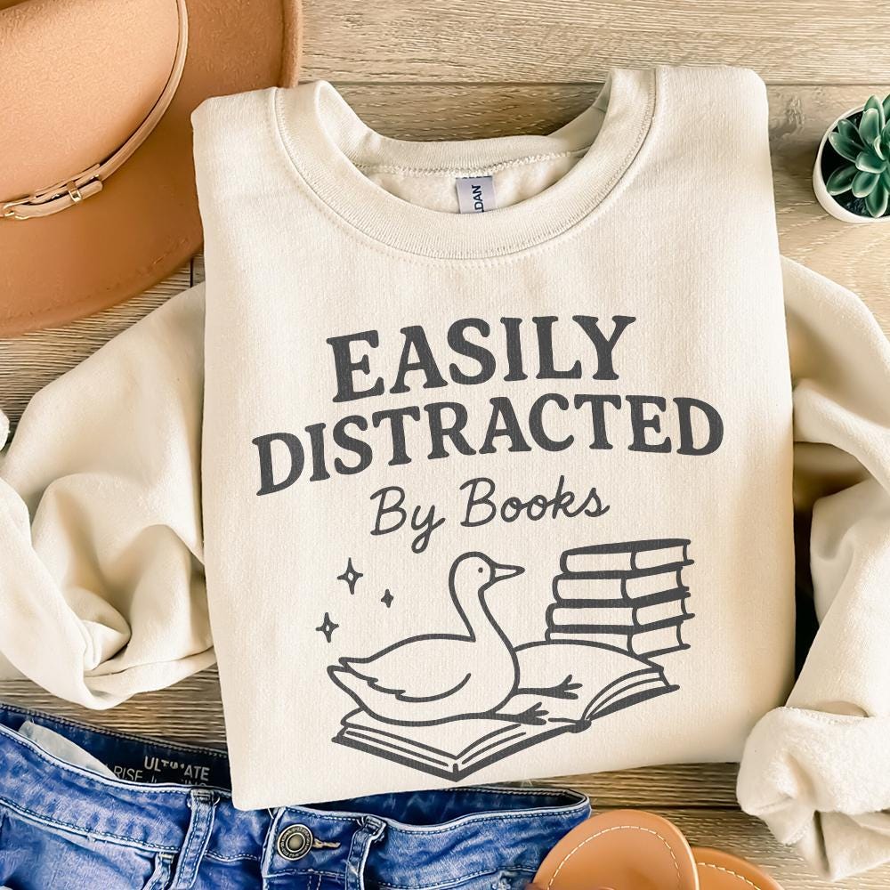 Easily Distracted By Books PNG, Trendy Bookish PNG - 300 DPI Design for