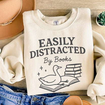 Easily Distracted By Books PNG, Trendy Bookish PNG - 300 DPI Design for