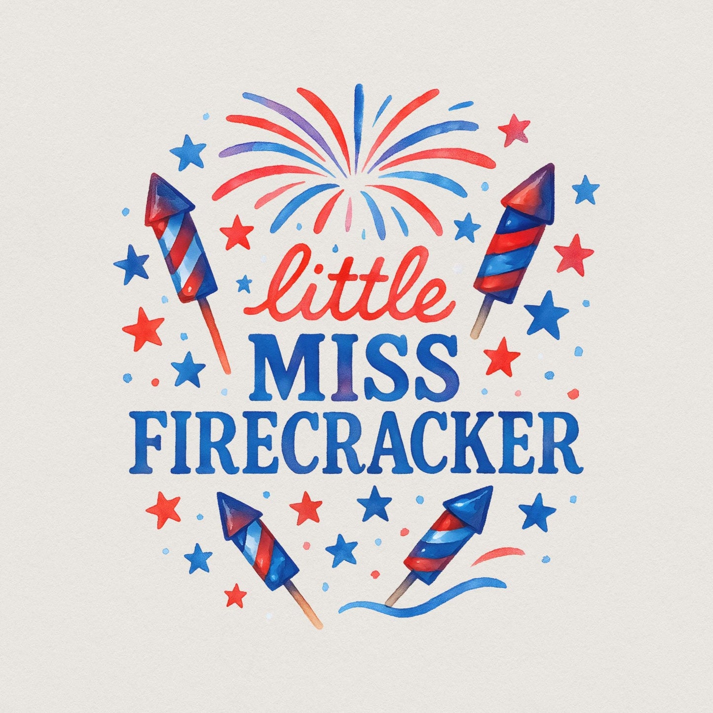 Little Miss Firecracker PNG, 4th July Girl PNG - 300 DPI Design for T-Shirt