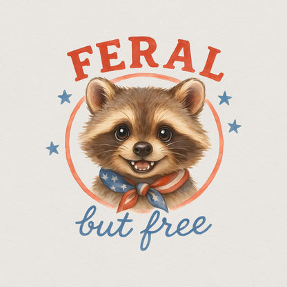 Feral But Free Raccoon PNG, Patriotic Animal Retro Art - 300 DPI Design