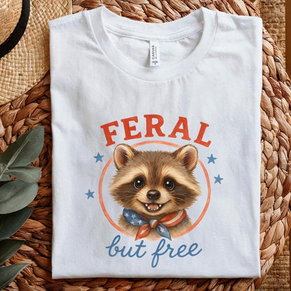 Feral But Free Raccoon PNG, Patriotic Animal Retro Art - 300 DPI Design