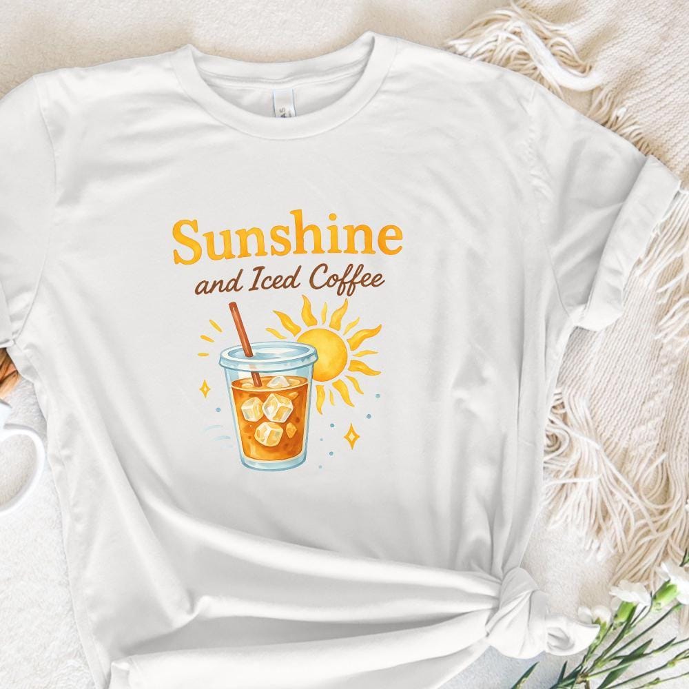Sunshine & Iced Coffee png, Digital Download - 300 DPI Design for T-Shirt