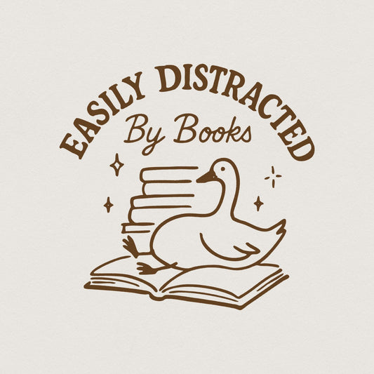 Easily Distracted By Books PNG, Silly Goose Bookish Design - 300 DPI