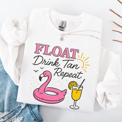 Float Drink Tan Repeat Png, Summer Vibes - 300 DPI Design for T-Shirt