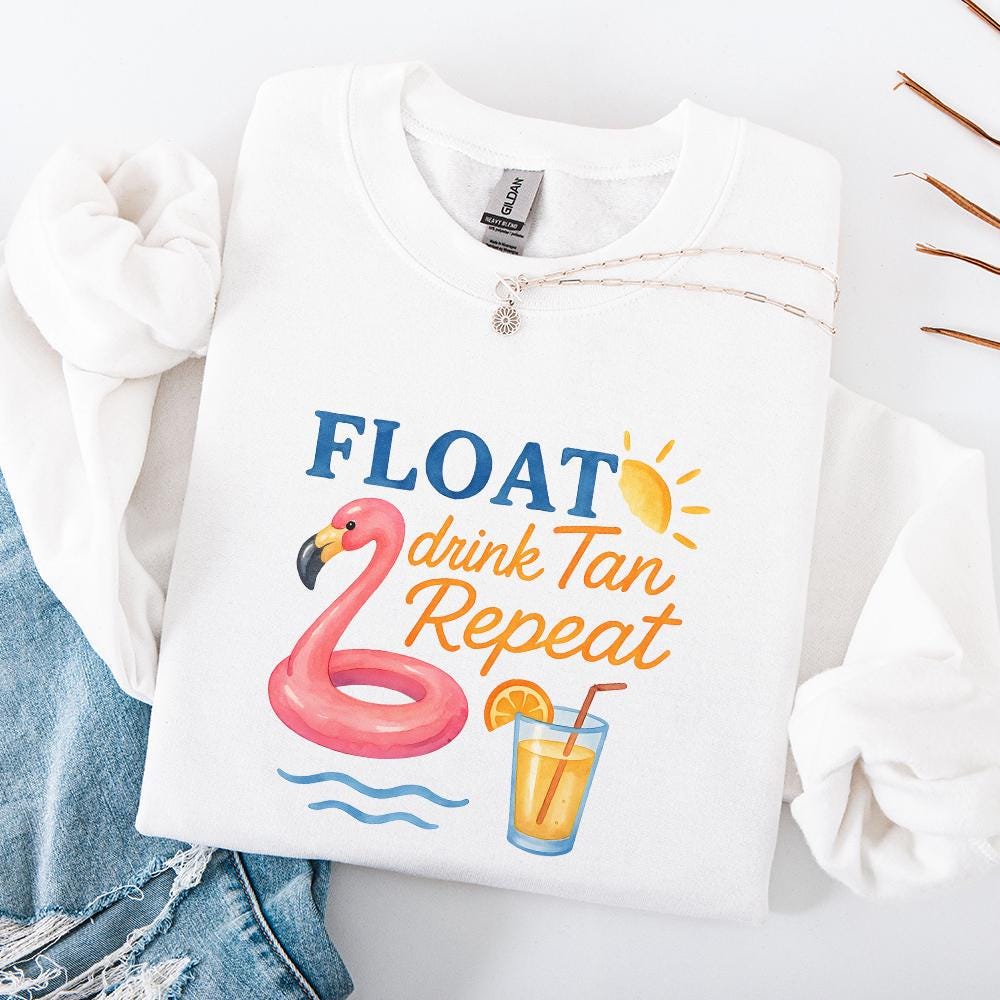 Float Drink Tan Repeat Shirt, Summer Beach Life PNG - 300 DPI Design for