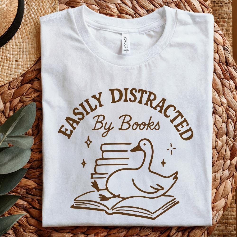 Easily Distracted By Books PNG, Silly Goose Bookish Design - 300 DPI