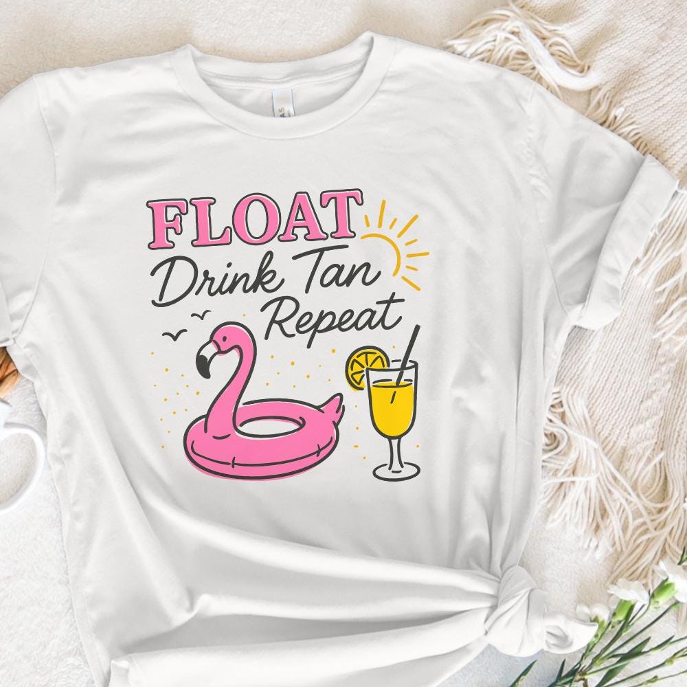 Float Drink Tan Repeat Png, Summer Vibes - 300 DPI Design for T-Shirt