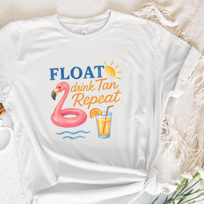 Float Drink Tan Repeat Shirt, Summer Beach Life PNG - 300 DPI Design for