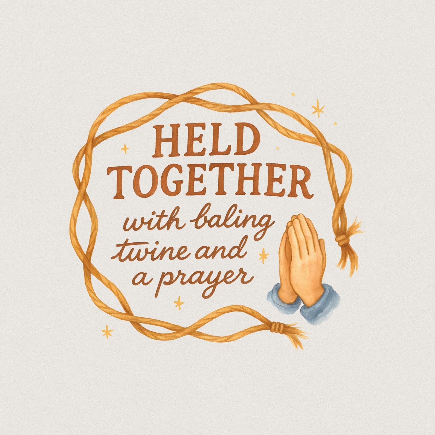 Held Together With Baling Twine And A Prayer Png, Rustic Farmhouse Humor