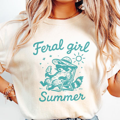 Feral Girl Summer Raccoon Png, Funny Raccoon - 300 DPI Design for T-Shirt
