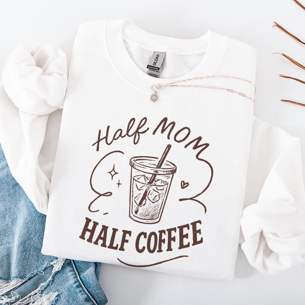 Half Mom Half Coffee PNG, Retro Mama PNG - 300 DPI Design for T-Shirt