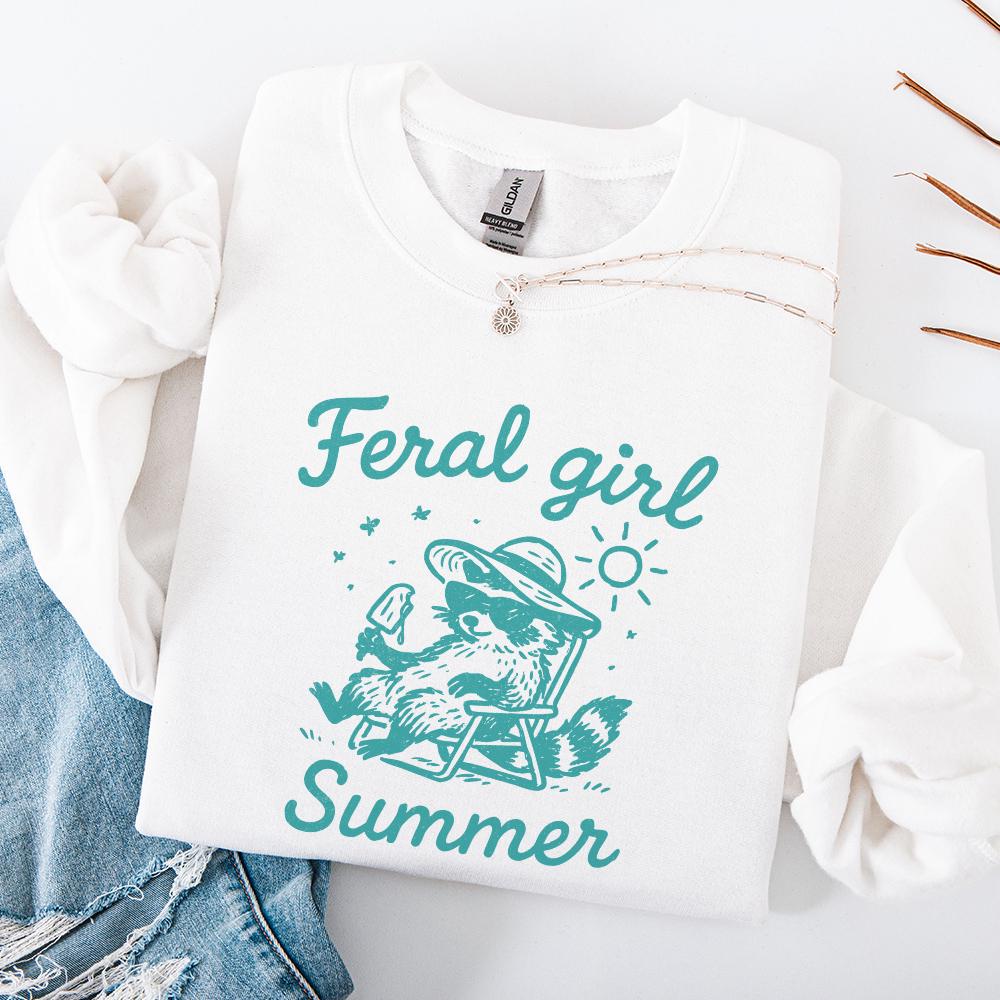 Feral Girl Summer Raccoon Png, Funny Raccoon - 300 DPI Design for T-Shirt