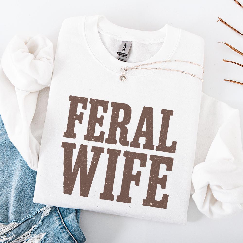 Feral Wife Typography Design, Digital Download PNG - 300 DPI Design for