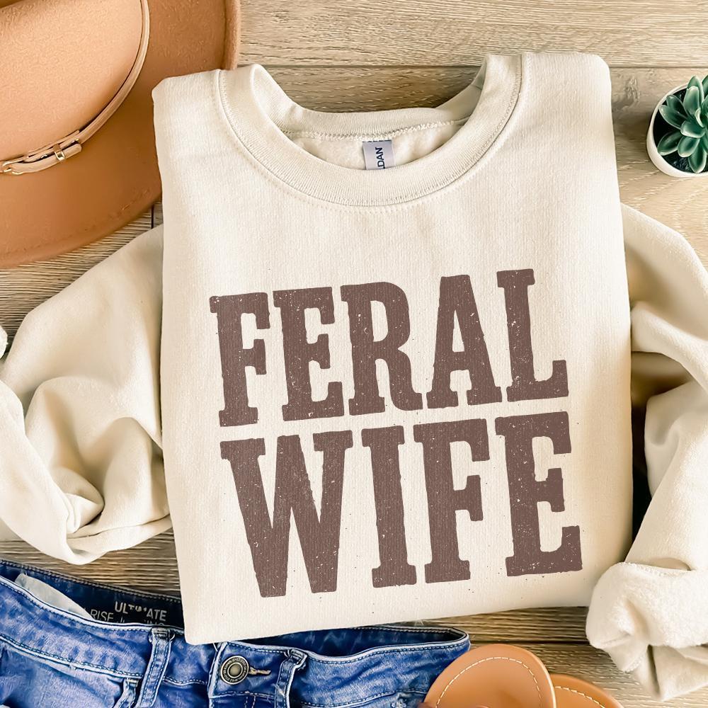Feral Wife Typography Design, Digital Download PNG - 300 DPI Design for