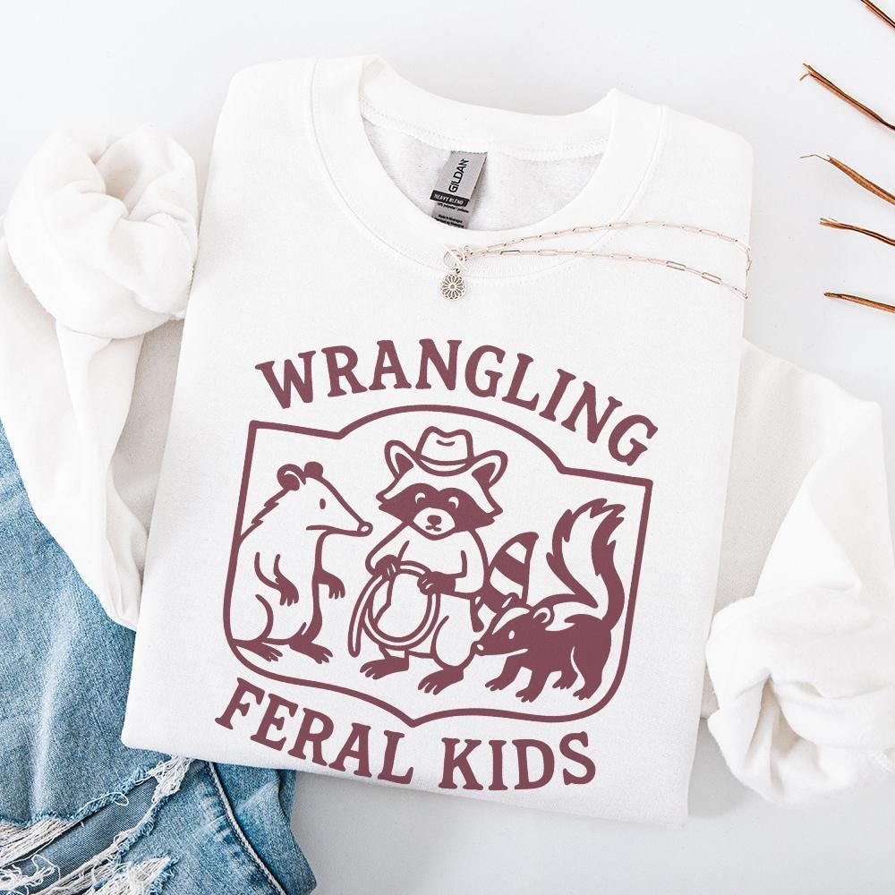Wrangling Feral Kids PNG, Raccoon Feral Shirt - 300 DPI Design for T-Shirt