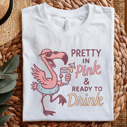 Pretty in Pink and Ready to Drink PNG, Flamingo Pool Day - 300 DPI Design